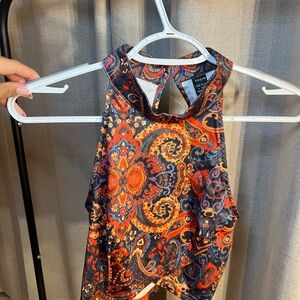 SHEIN Orange and Blue Cut Out Tank Top